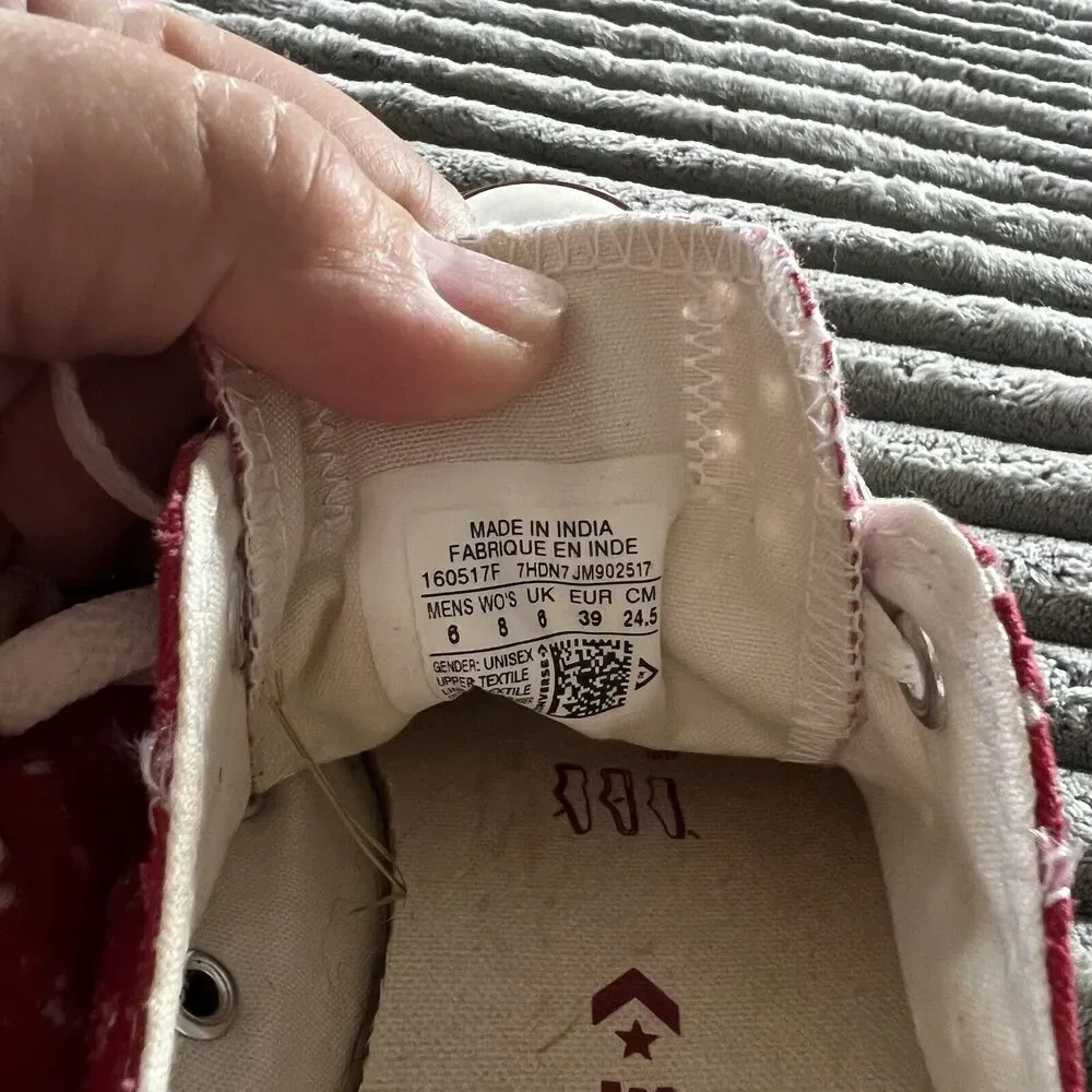 Converse All Star Red Canvas Sneaker Women Size 8 - Picture 5 of 8